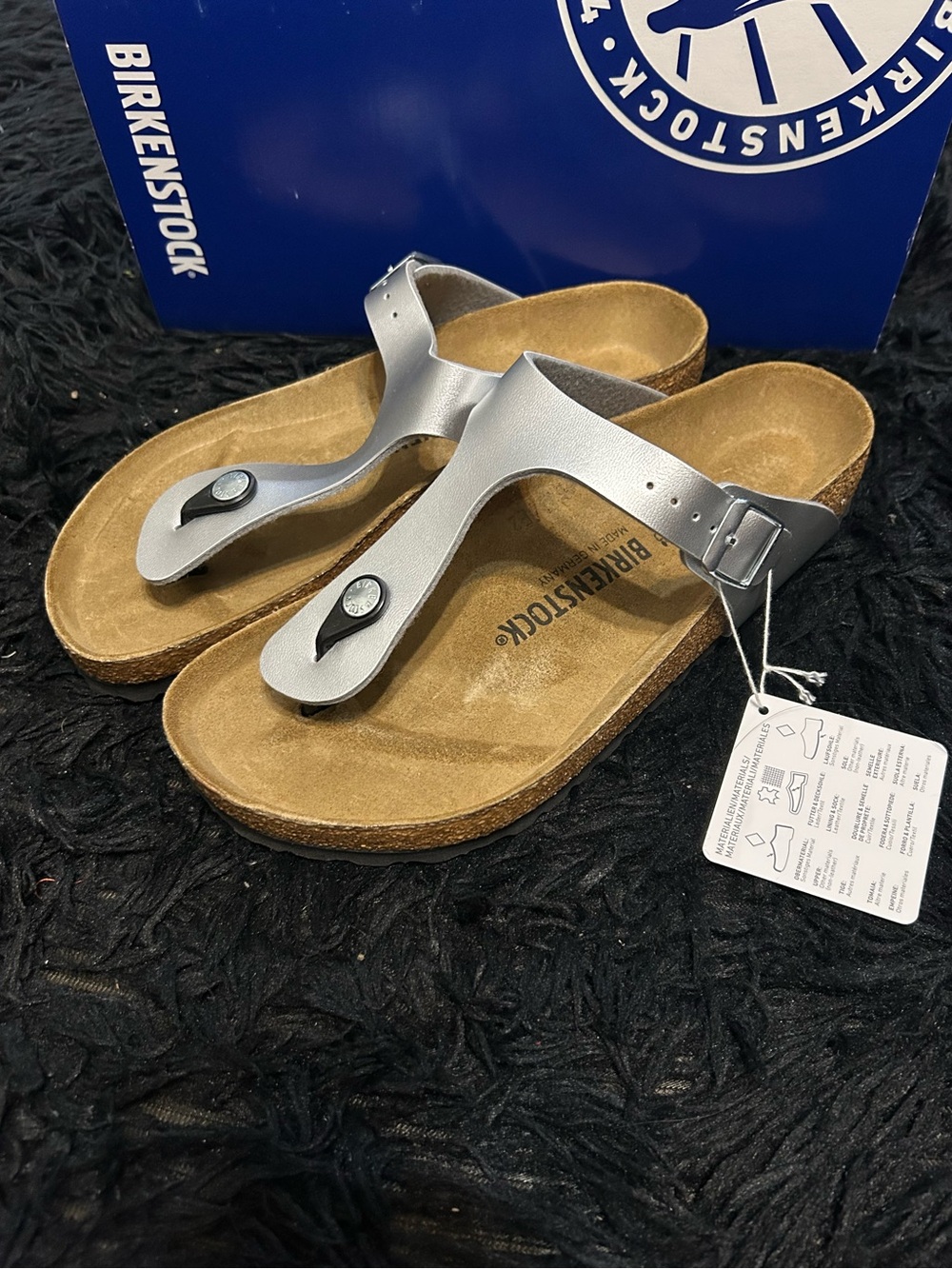 BIRKENSTOCK Gizeh silver gladiator sandals shoes women’s eur 38 new in box
